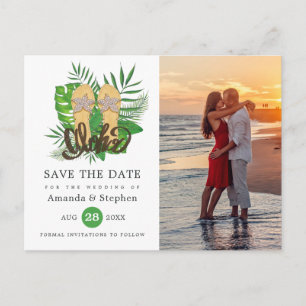 Cartão Postal Foto de casamento Aloha Luau Tropical em aquarela