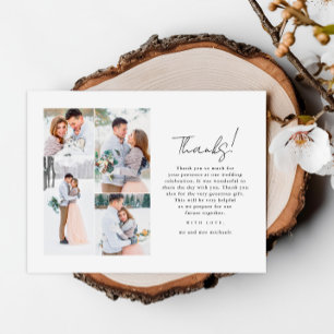 Cartão Postal Foto de Casamento Branco Mínimo Simples Obrigado