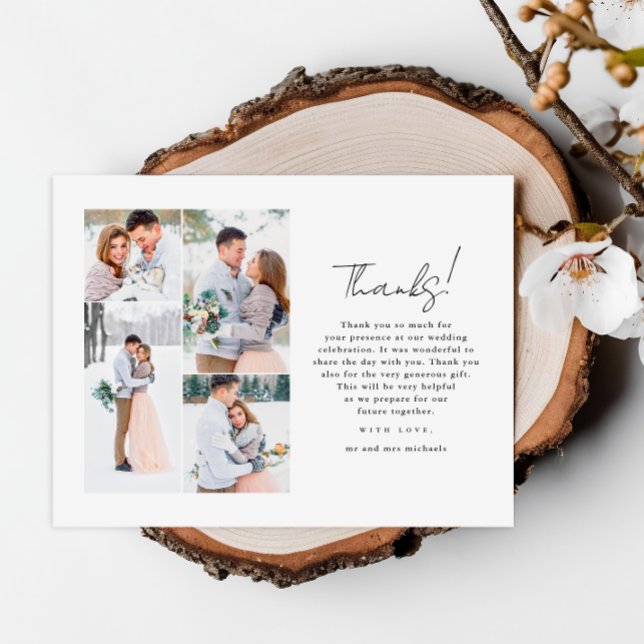 Cartão Postal Foto de Casamento Branco Mínimo Simples Obrigado (Criador carregado)