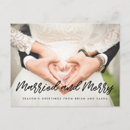 Cartão Postal Foto de casamento casada e feliz de Natal