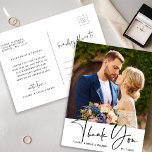 Cartão Postal Foto de casamento com na moda Lettered Photo Obrig<br><div class="desc">Você pode usar este cartão postal para um casamento,  formatura,  noivado,  aniversário ou qualquer evento especial. Para uma personalização mais avançada deste design,  clique no BOTÃO FERRAMENTA DESIGN AZUL acima!</div>