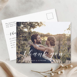 Cartão Postal Foto De Casamento Da Caligrafia Moderna Obrigado