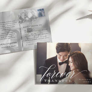 Cartão Postal Foto de casamento de agradecimento para sempre Obr