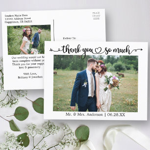 Cartão Postal Foto De Casamento De Coração Da Caligrafia Muito O