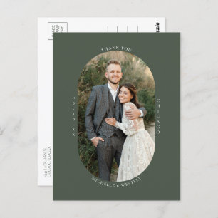 Cartão Postal Foto de Casamento de Monograma Minimalista Obrigad