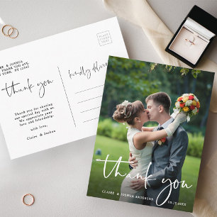 Cartão Postal Foto de Casamento de Script com Letra de Mão Obri