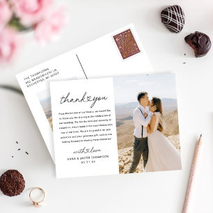 Cartão Postal Foto de Casamento de Script de Coração Moderno Obr