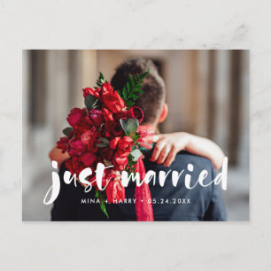 Cartão Postal Foto de casamento de script do Recem casados Moder