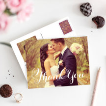 Foto De Casamento De White Script Elegante Obrigad