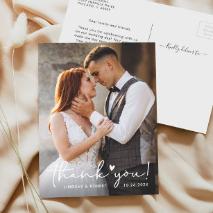 Cartão Postal Foto De Casamento Do Coração De Amor Elegante Obri