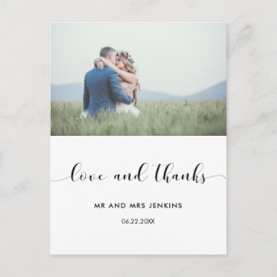 Cartão Postal Foto de casamento elegante Obrigado