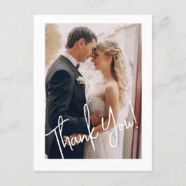 Cartão Postal Foto De Casamento Elegante Obrigado