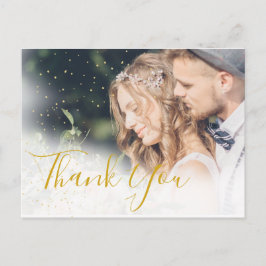 Cartão Postal Foto De Casamento Elegante Obrigado Elegante Doura