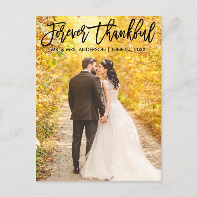 Cartão Postal Foto de casamento eternamente grata com letra pinc (Frente)