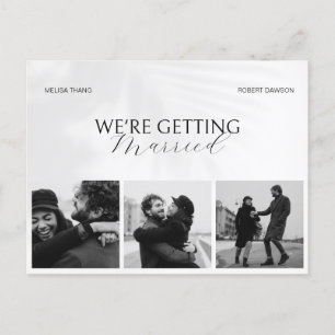 Cartão Postal Foto de casamento minimalista a preto e branco
