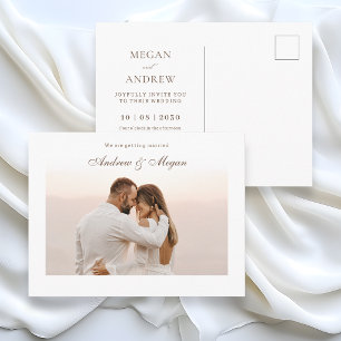 Cartão Postal Foto de casamento minimalista elegante