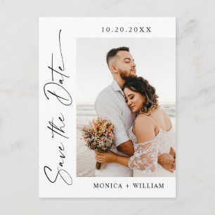 Cartão Postal Foto de Casamento Minimalista Elegante QR Salvar a