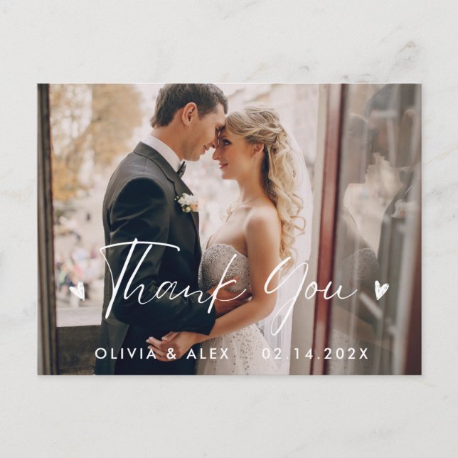 Cartão Postal Foto de Casamento Obrigado (Frente)