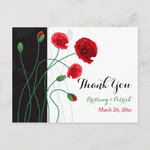 Cartão Postal Foto de casamento Obrigado Cartão-postal   Poppies