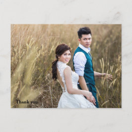 Cartão Postal Foto De Casamento Obrigado Marinho De Dois Lados