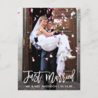 Foto de Casamento Recém-Casados Moderno Script Pin