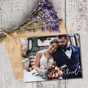 Cartão Postal Foto de Casamento Recém-Casados Obrigado Casamento