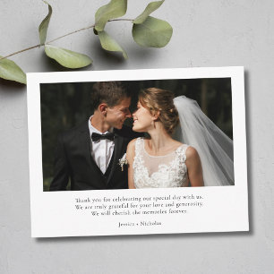 Cartão Postal Foto de Casamento Simples e Elegante Obrigado