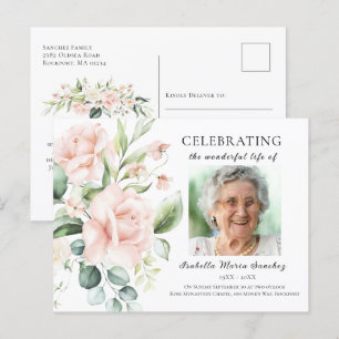 Cartão Postal Foto de Celebração de Vida Floral de Rosa Rosa