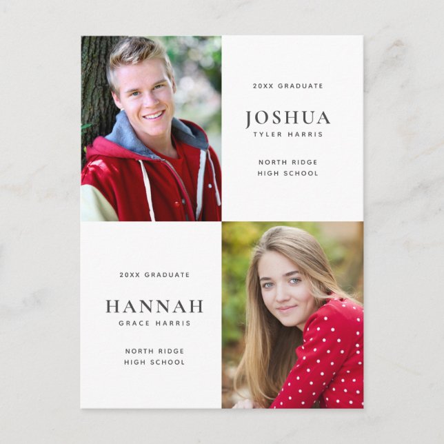 Cartão Postal Foto de dois Formandos de graduação dupla (Frente)