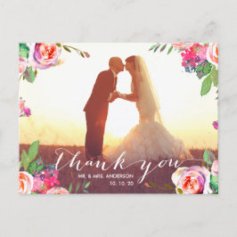 Cartão Postal Foto de Escrita Manual Floral 2 Foto de Casamento 