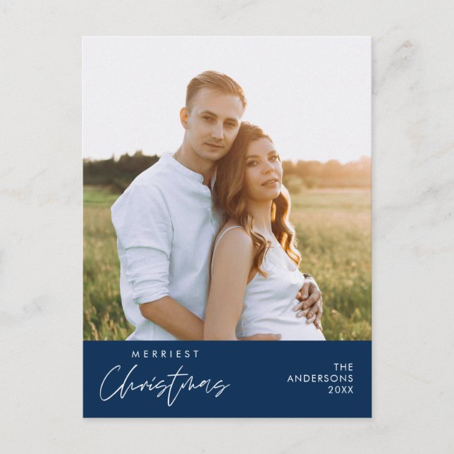 Cartão Postal Foto de Família de Natal Mais Alegre, Felicidade A (Frente)