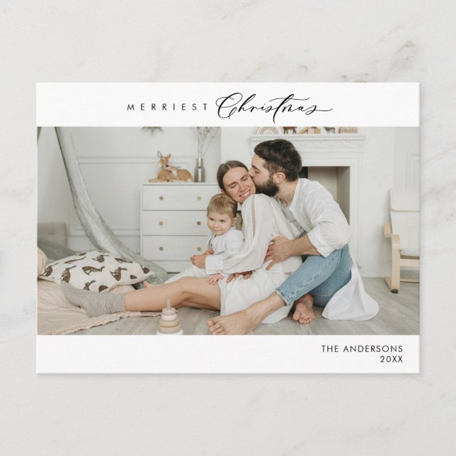 Cartão Postal Foto de Família de Natal Mais Alegre, Felicidade d (Frente)