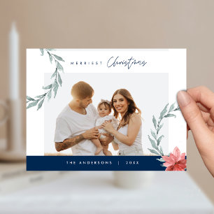 Cartão Postal Foto de Família de Natal Mais Alegre, Grinalda de 