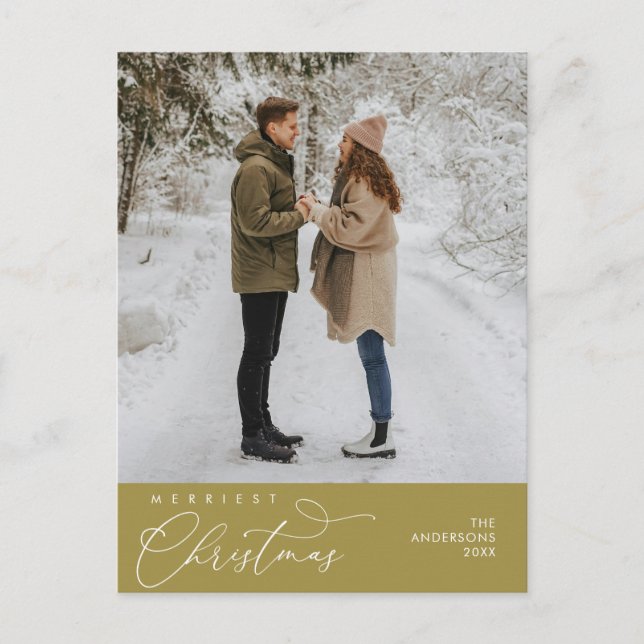 Cartão Postal Foto de Família de Natal Mais Alegre, Saudação Rom (Frente)