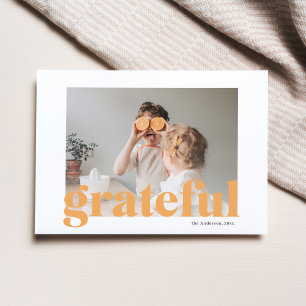 Cartão Postal Foto de Família Feliz Dia de Ação de Graças Lara