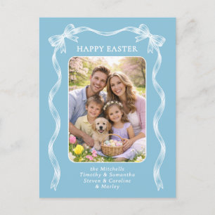 Cartão Postal Foto de Família Personalizada em Azul de Ovo de Ro