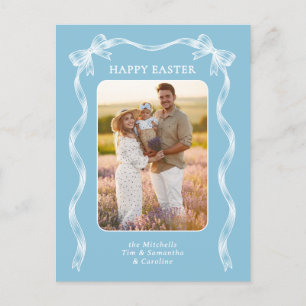 Cartão Postal Foto de Família Personalizada em Ovo de Robin Azul