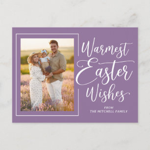 Cartão Postal Foto de Família Personalizada na Páscoa Violeta Ro