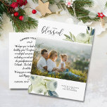 Cartão Postal Foto de Feriado Abençoado Floral de Cor Branca<br><div class="desc">Celebre a estação com este belo cartão postal com a sua foto vertical cercada por um lindo design floral branco de aquarela e as palavras muito abençoadas em uma letra de caligrafia de script. Adicione uma nota/carta personalizada digitada à parte traseira ou, se desejar, exclua a nota digitada e escreva...</div>