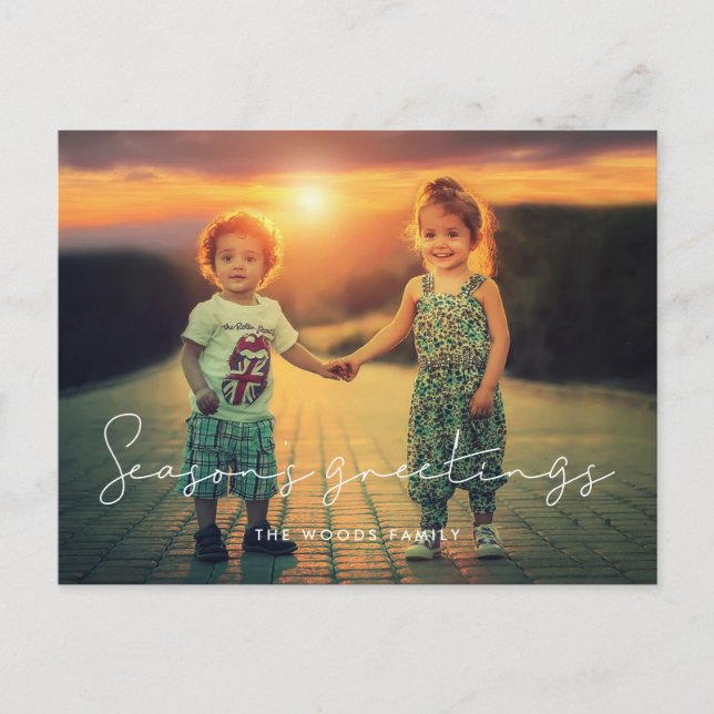 Cartão Postal Foto de Feriado de Saudações da Estação Minimalist (Frente)