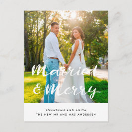 Cartão Postal Foto de feriado do Newlyweds casado e Feliz