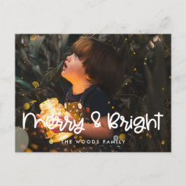 Cartão Postal Foto de Feriado e Feliz de script elegante