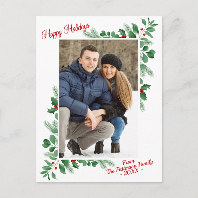 Cartão Postal Foto de feriados felizes da Folhagem de inverno mo (Frente)