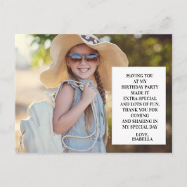 Cartão Postal Foto de Festa de aniversário da criança Obrigado