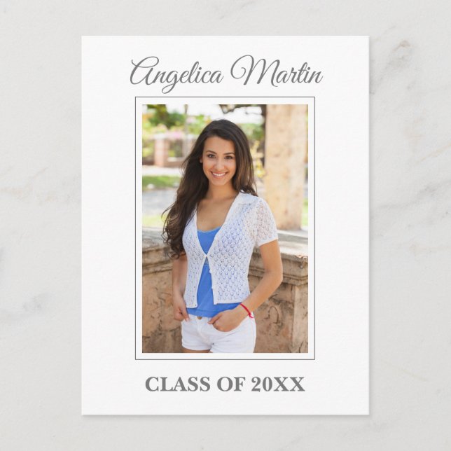 Cartão Postal Foto de Festa de formatura Branca Moderna (Frente)