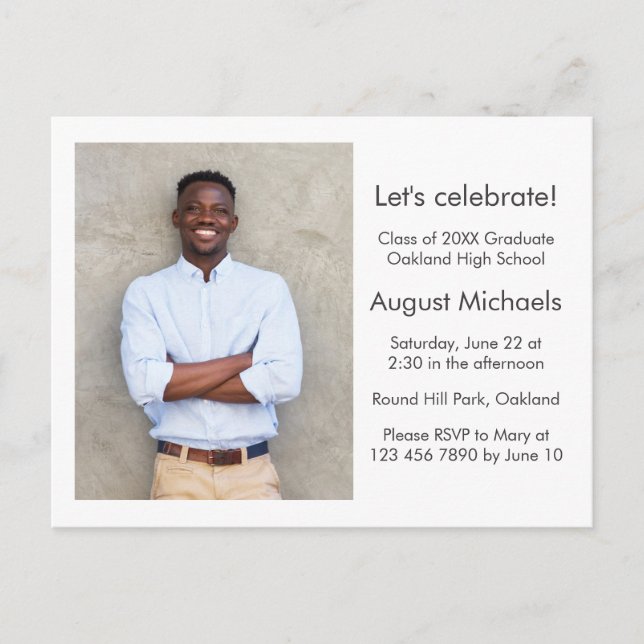 Cartão Postal Foto de Festa de formatura simples e clássica (Frente)