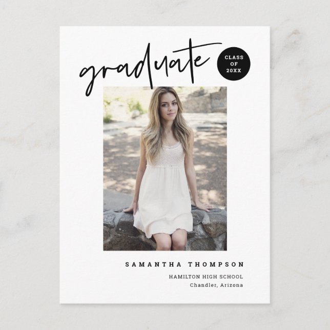 Cartão Postal Foto de Formando do Segundo grau da Universidade M (Frente)