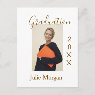 Cartão Postal Foto de formatura ano dourado marrom 20XX nomesimp