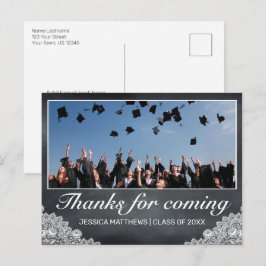 Cartão Postal Foto de formatura em renda preta com agradecimento