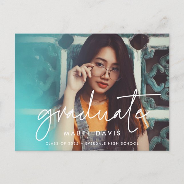 Cartão Postal Foto de formatura minimalista moderna (Frente)